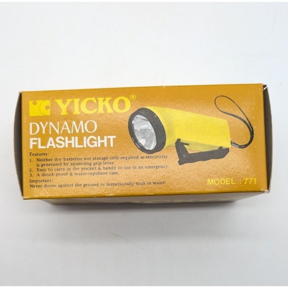 Vintage Yicko Dynamo Flashlight Model 771 WORKS Hand Crank Emergency Prep Hiking
